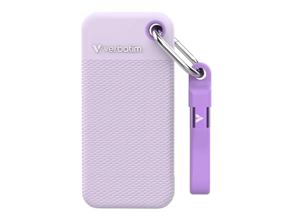 Verbatim Pocket - Color Edition - SSD - 1 TB - nøkkelring med kabelfestet - ekstern (bærbar) - M.2 - USB 3.2 Gen 2 (USB-C kontakt) - purpur