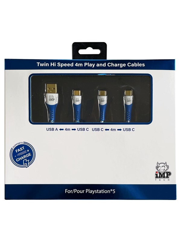 iMP TECH 4M Braided Fast Charge Play and Charge Cable for PS5 - Wired Tilbehør til spillkonsoll - Sony PlayStation 5