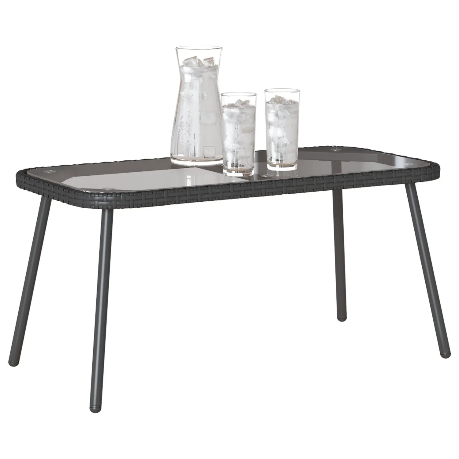 vidaXL Kaffebord Svart 90 x 45 x 43 cm polyrotting