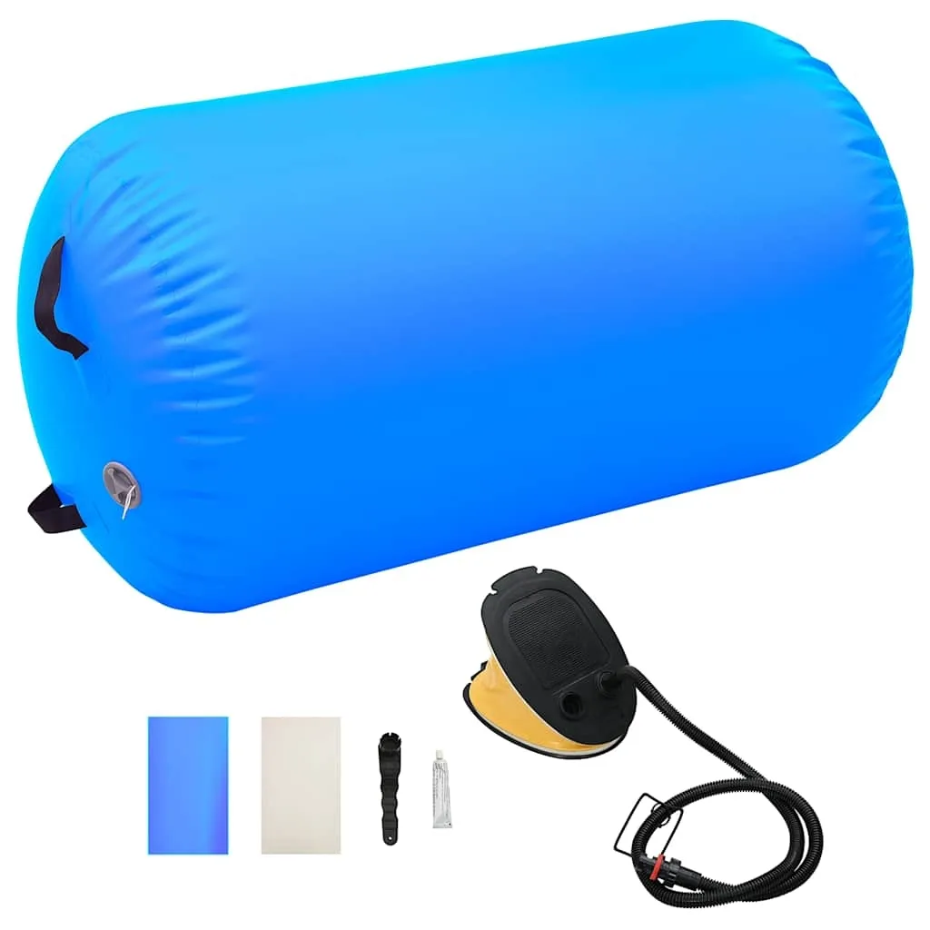 vidaXL Oppblåsbar gymnastikkrull med pumpe 100x60 cm PVC blå