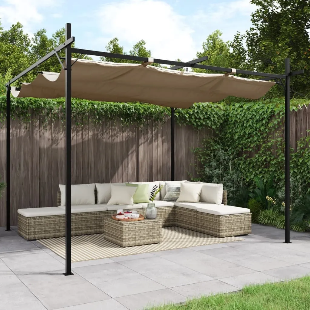 vidaXL Pergola med uttrekkbar tak gråbrun 295x292x230 cm