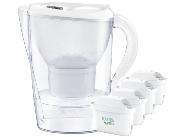 Brita Marella XL filterkanne + 4 Maxtra Pro Pure Performance patroner, hvit