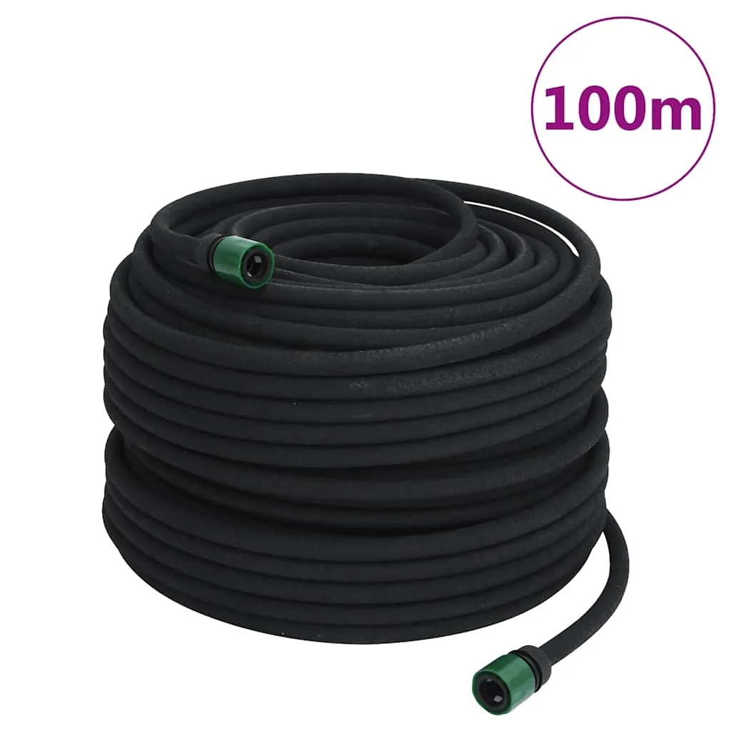 vidaXL Dryppslange svart 0,6" 100 m gummi