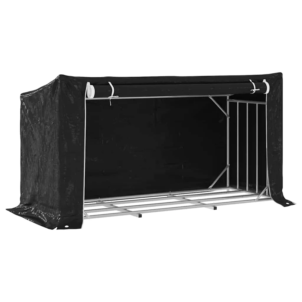 vidaXL Vedstativ med regntrekk 200,5x80,5x110,5 cm galvanisert stål