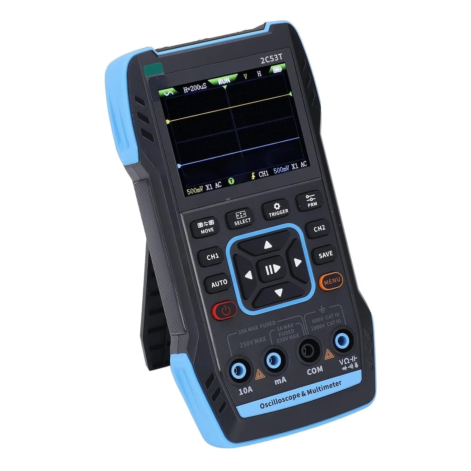 FNIRSI 2C53TH 3 i 1 oscilloskop, multimeter og signalgenerator 2,8" LCD-skjerm for perfekt bildekvalitet