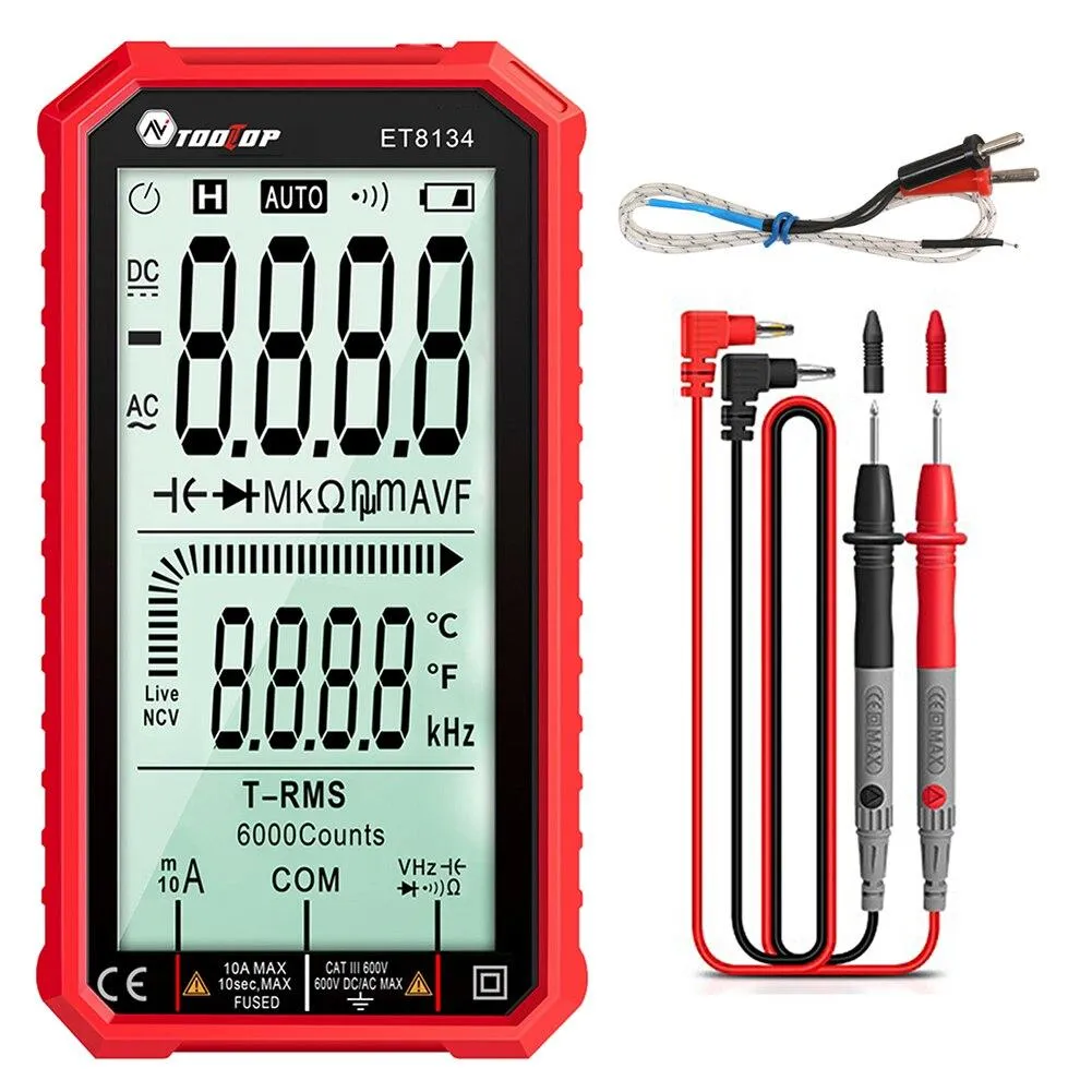 Digitalt multimeter med delt 4,7 tommers LCD. RØD