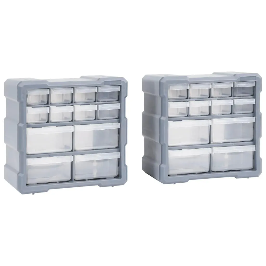 vidaXL Sortimentskap med 12 skuffer 2 stk 26,5x16x26 cm