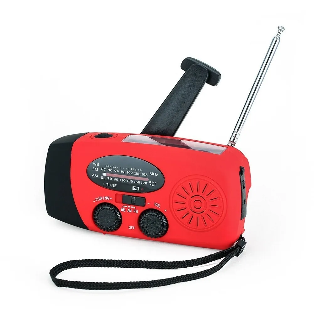 Håndsveiv Solar FM/AM Radio lommelykt NOAA Power Bank - funksjon