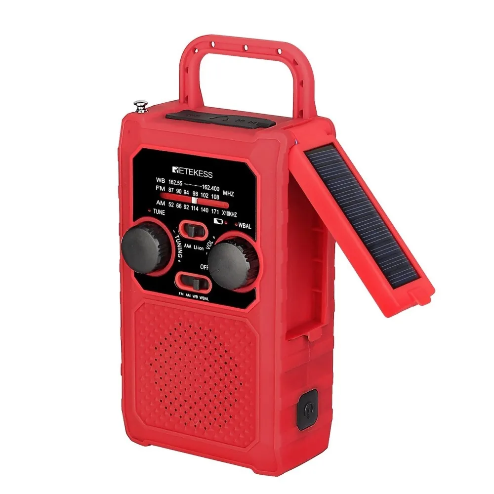 FM/AM/WB/WBAL Radio Håndsveiv 5000mAh sollommelykt SOS