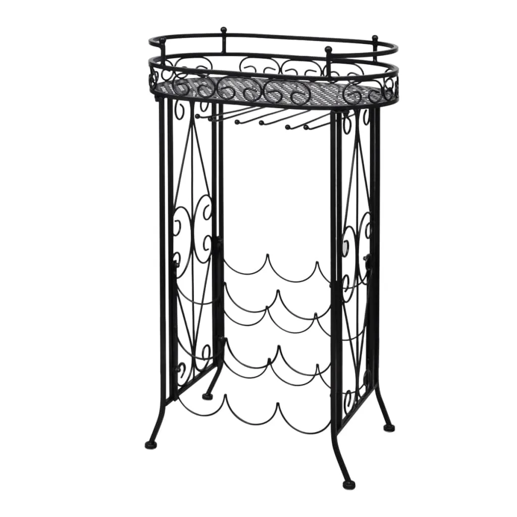 vidaXL Vinstativ med glassholder for 9 flasker metall