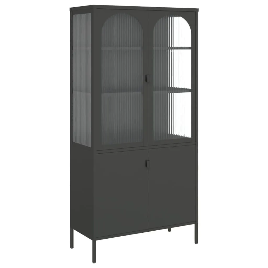 vidaXL Highboard svart 90x40x180 cm glass og stål