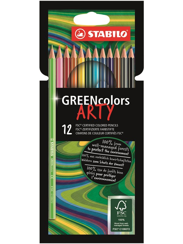 STABILO ® Arty GREENcolors FSC®-certified colored pencil cardboard wallet of 12 pens