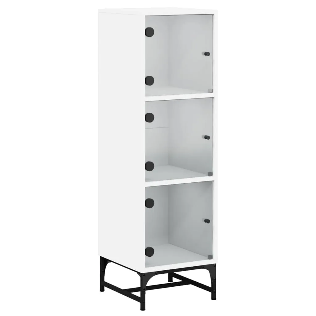 vidaXL Highboard med glassdører hvit 35x37x120 cm