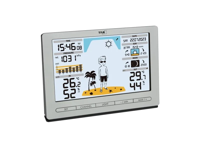 TFA-Dostmann Meteo Jack, Sølv, Inne hygrometer, Inne Termometer, Utendørs Barometer, Utendørs Fuktighetsmåler, Utendørs Barometer, Barometer, Hygro...