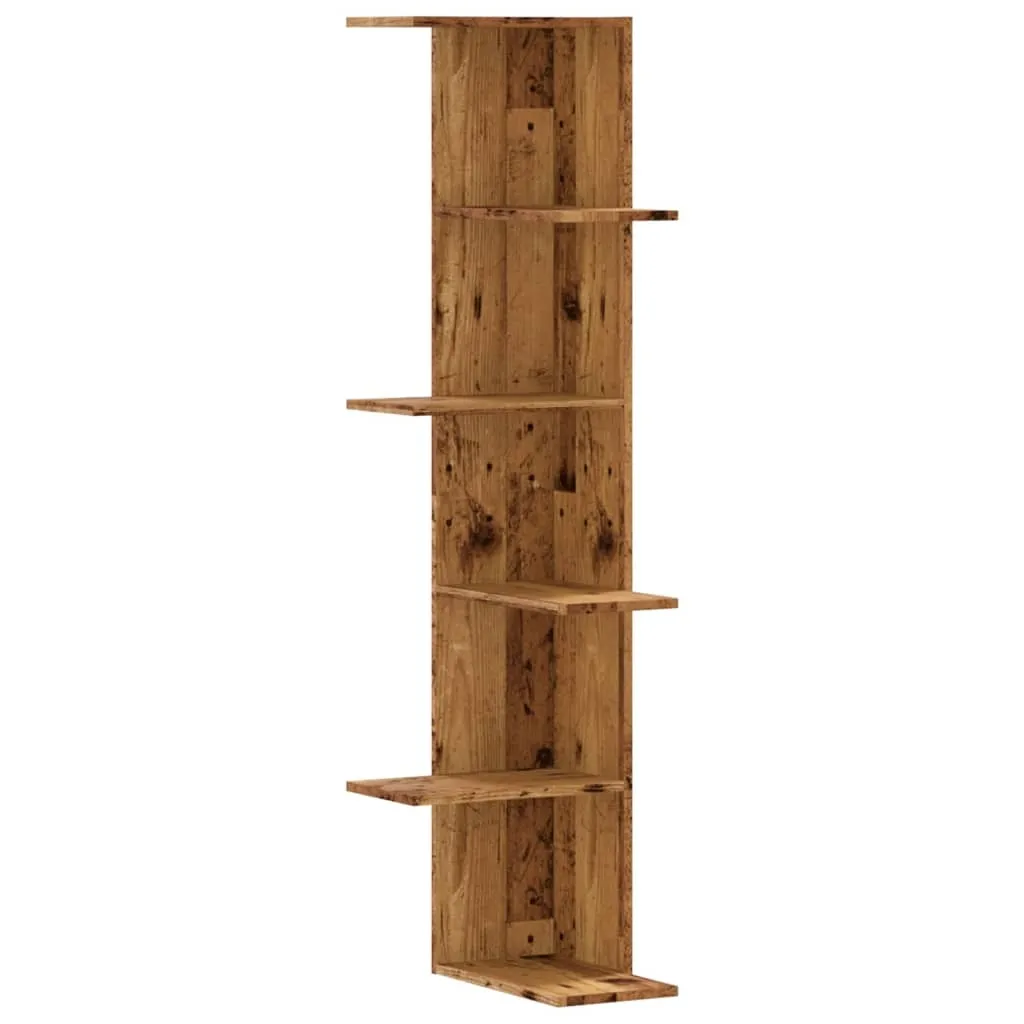 vidaXL Veggmontert hylle gammelt tre 36,5x36,5x140 cm konstruert tre
