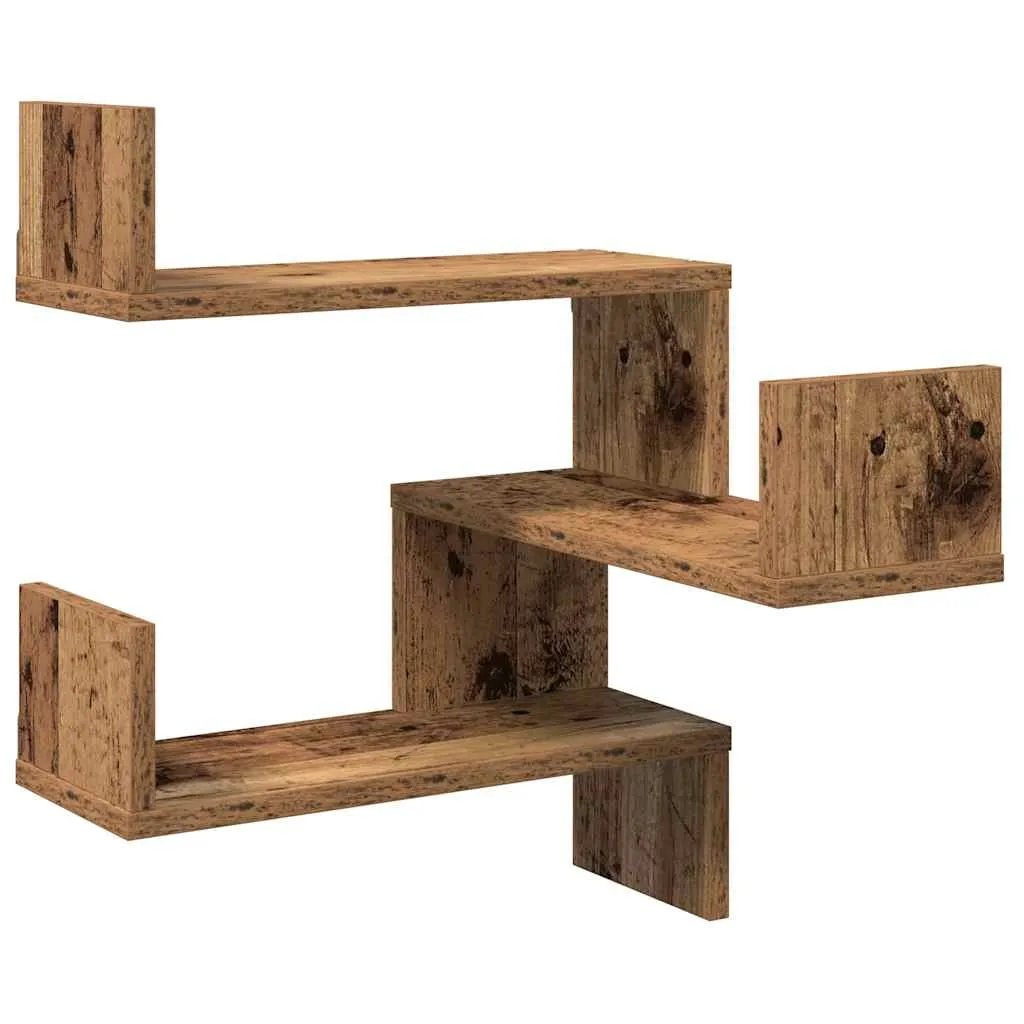 vidaXL Veggmontert hylle gammelt tre 40x40x49,5 cm konstruert tre