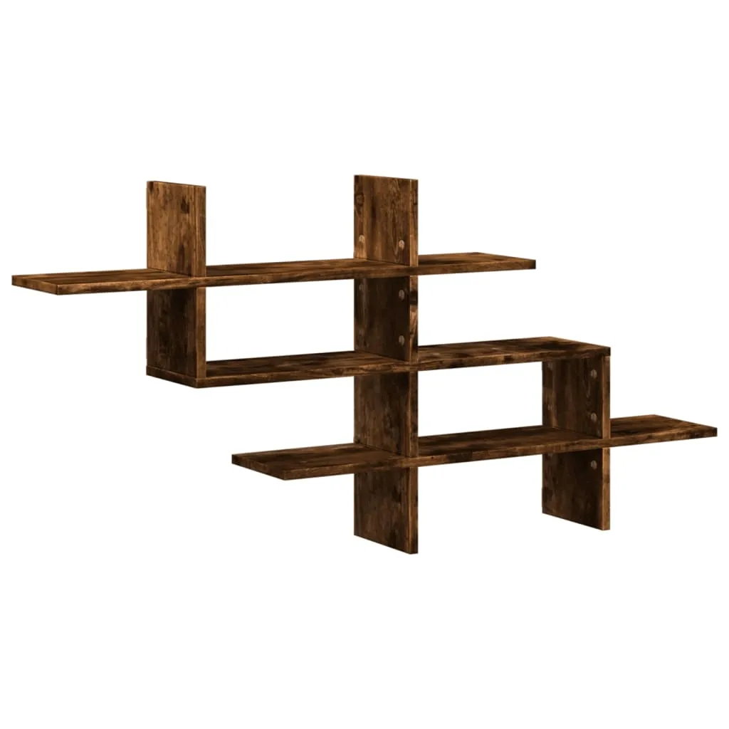 vidaXL Vegghylle røkt eik 124,5x18x60,5 cm konstruert tre