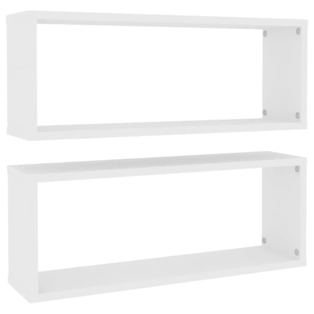 vidaXL Vegghyller kubeformet 2 stk hvit 60x15x23 cm konstruert tre