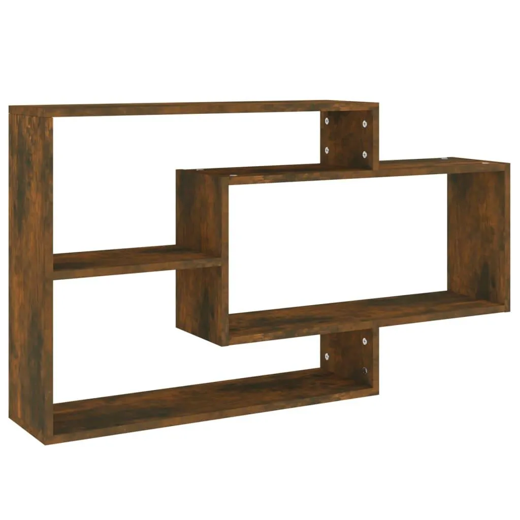 vidaXL Vegghylle røkt eik 104x20x58,5 cm konstruert tre