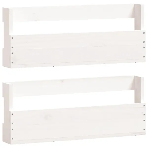 vidaXL Veggmonterte skohyller 2 stk hvit 59x9x23 cm heltre furu