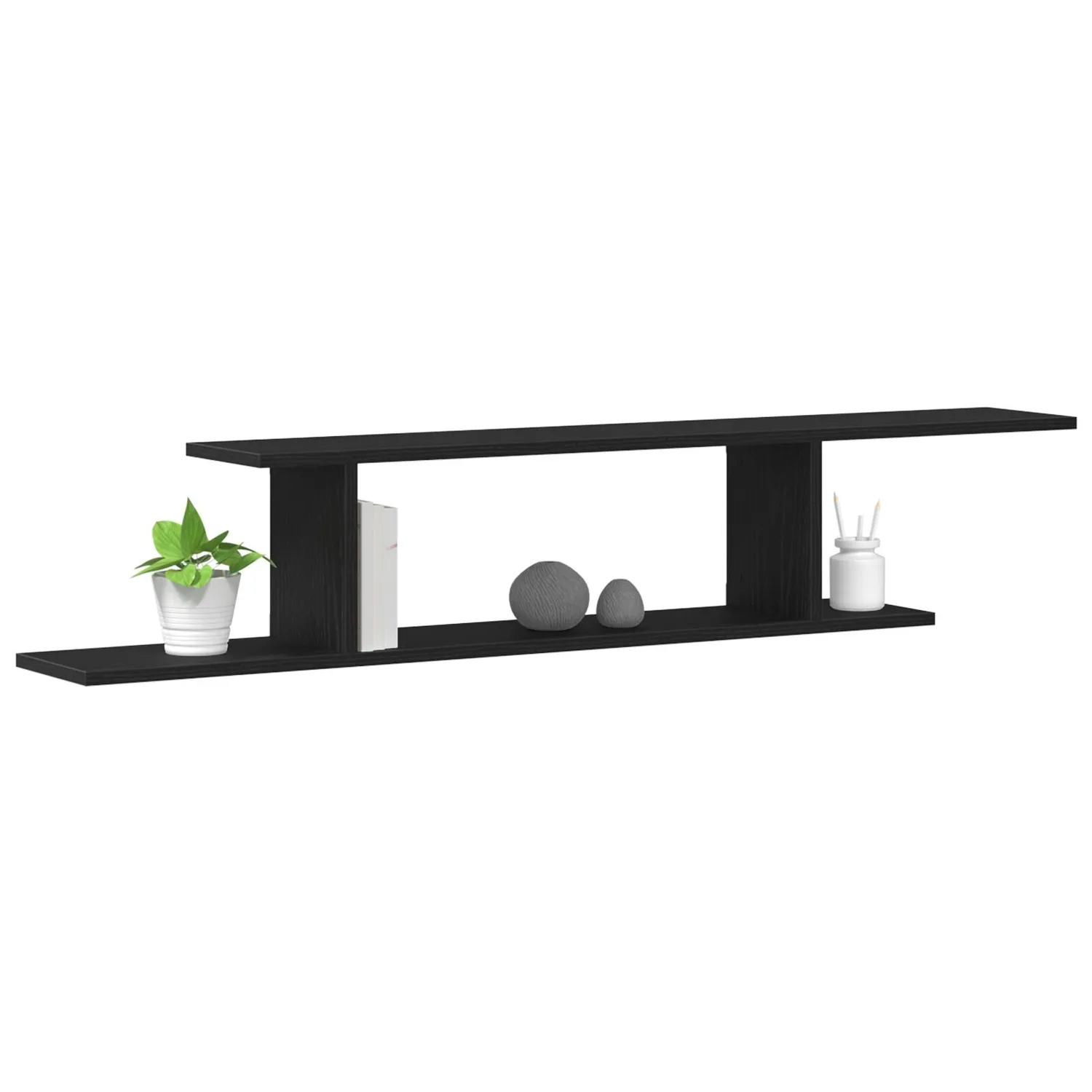 vidaXL Veggmontert TV-hylle Svart Eik 125 x 18 x 23 cm Konstruert tre