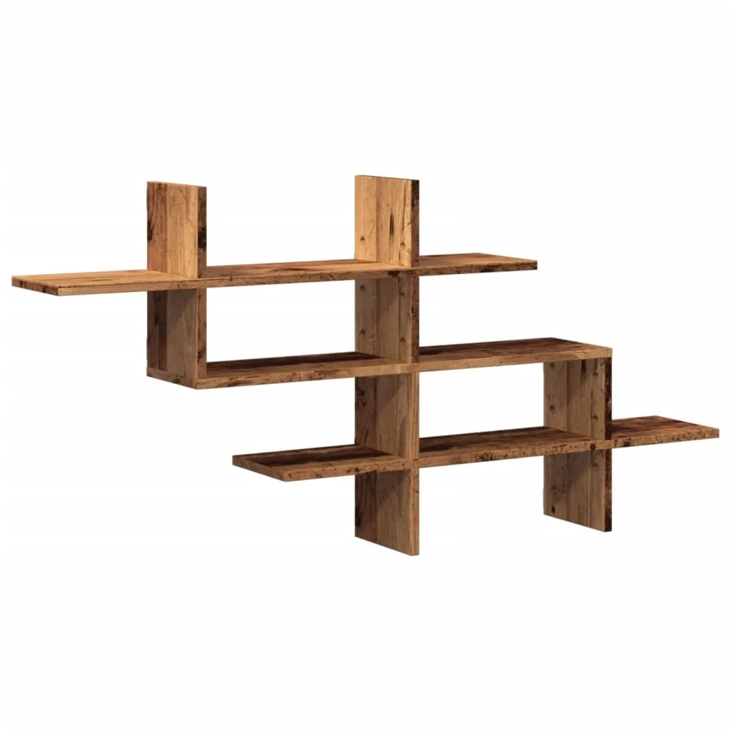 vidaXL Vegghylle gammelt tre 124,5x18x60,5 cm konstruert tre