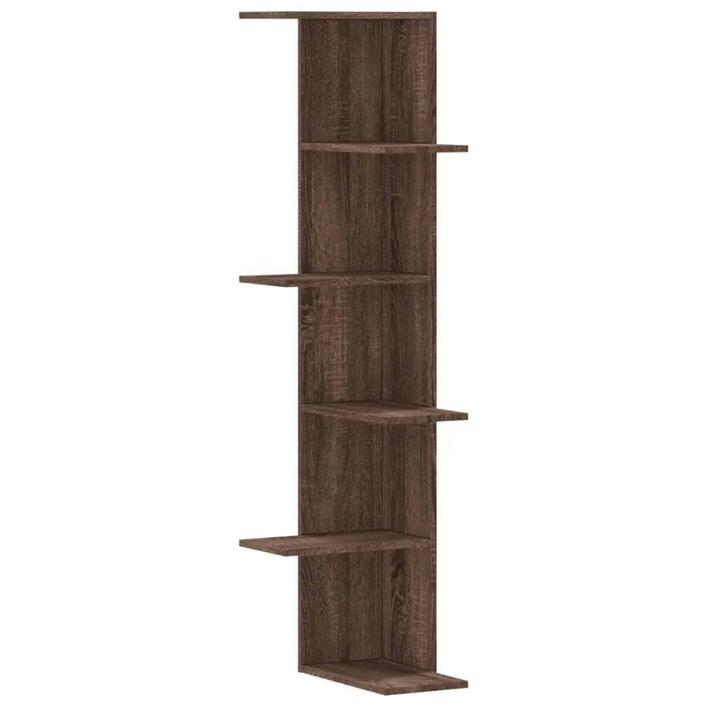 vidaXL Veggmontert hjørnehylle brun eik 36,5x36,5x140cm konstruert tre