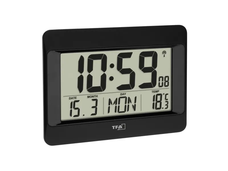 TFA-Dostmann 60.4519.01, Digital vekkerklokke, Rektangel, Sort, Plast, 12/24h, -10 - 50 °C