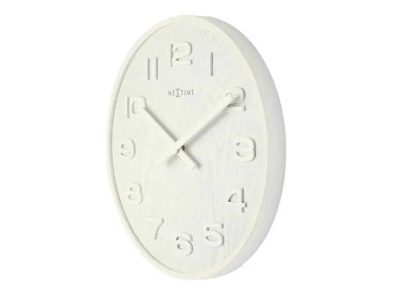 Nextime Wood Wood Medium - Klokke - kvarts - veggmonterbar - 35 cm - hvit