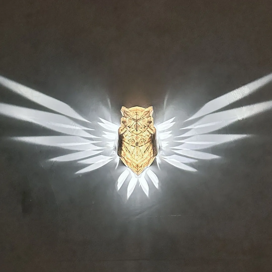 Owl wings lampe veggfeste LED lys med adapter