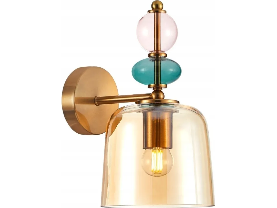 Italux vegglampe Italux Namos WL-27092A-MC-BRO vegglampe moderne moderne metallglassskjerm 1x40W E27 gull/flerfarget