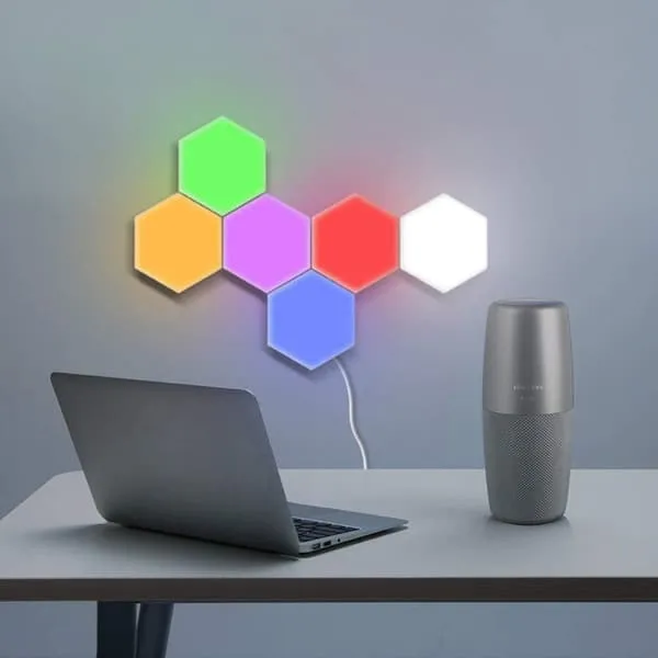 LED Veggbelysning Hexagon / Honeycomb / Quantum med fjernkontroll - 6 Moduler