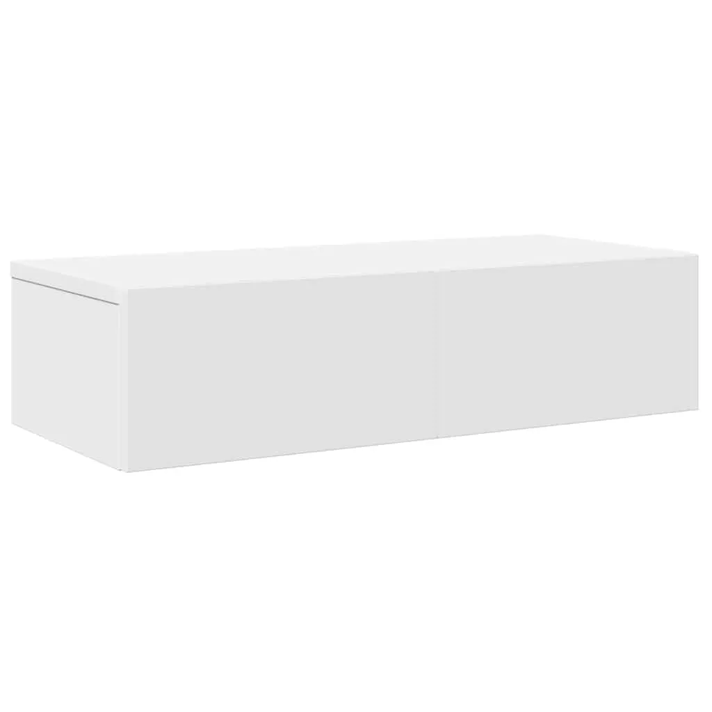 vidaXL Vegghylle med skuffer hvit 60x26,5x15 cm konstruert tre