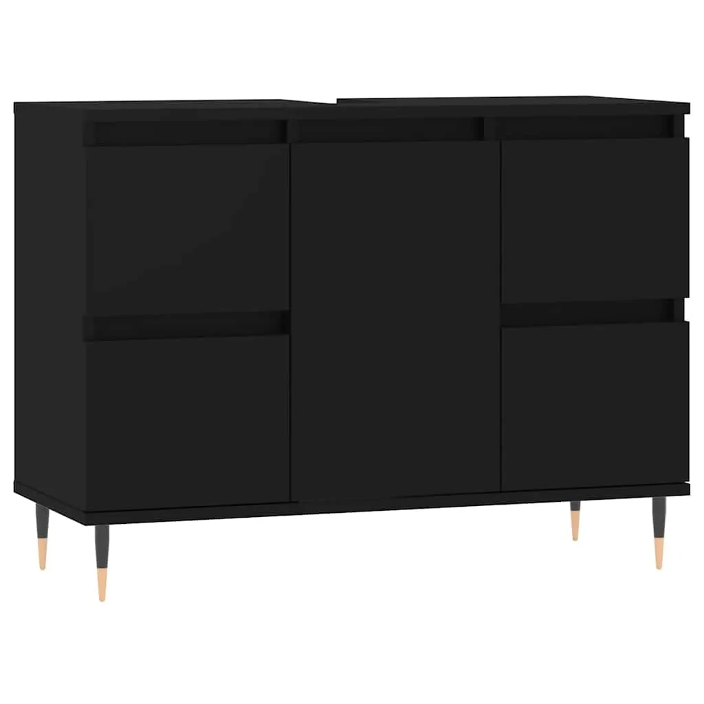 vidaXL Baderomsskap svart 80x33x60 cm konstruert tre