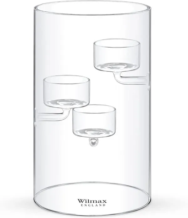Wilmax ThermoGlass lysestake for 3 telys, 20 cm