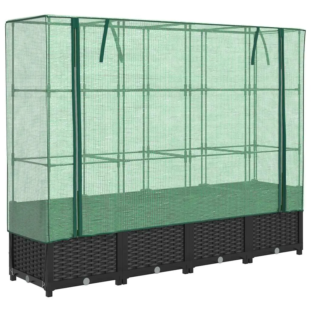 vidaXL Høybed med drivhustrekk rottinglook 160x40x138 cm