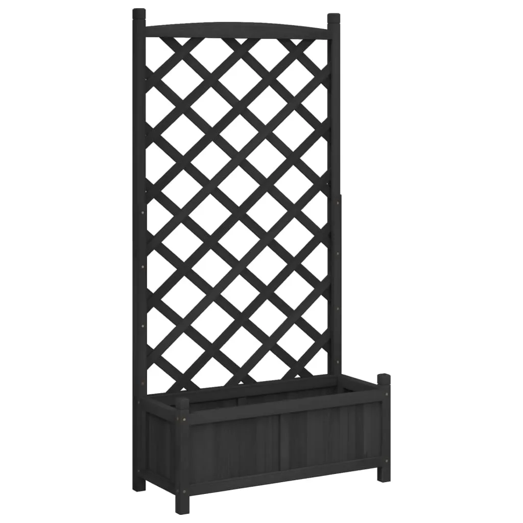 vidaXL Plantekasse med espalier svart heltre gran