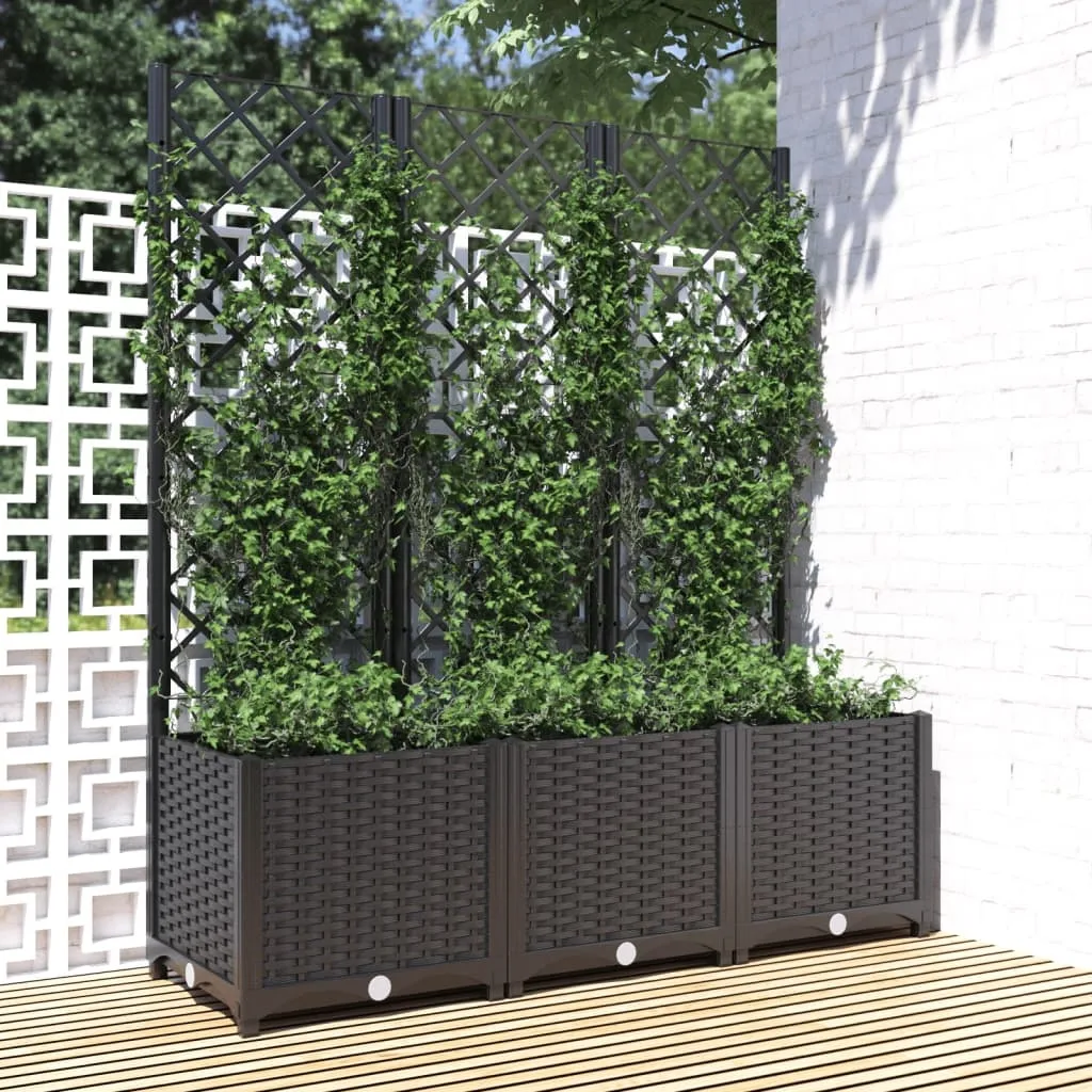 vidaXL Hagepotte med espalier svart 120x40x136 cm PP