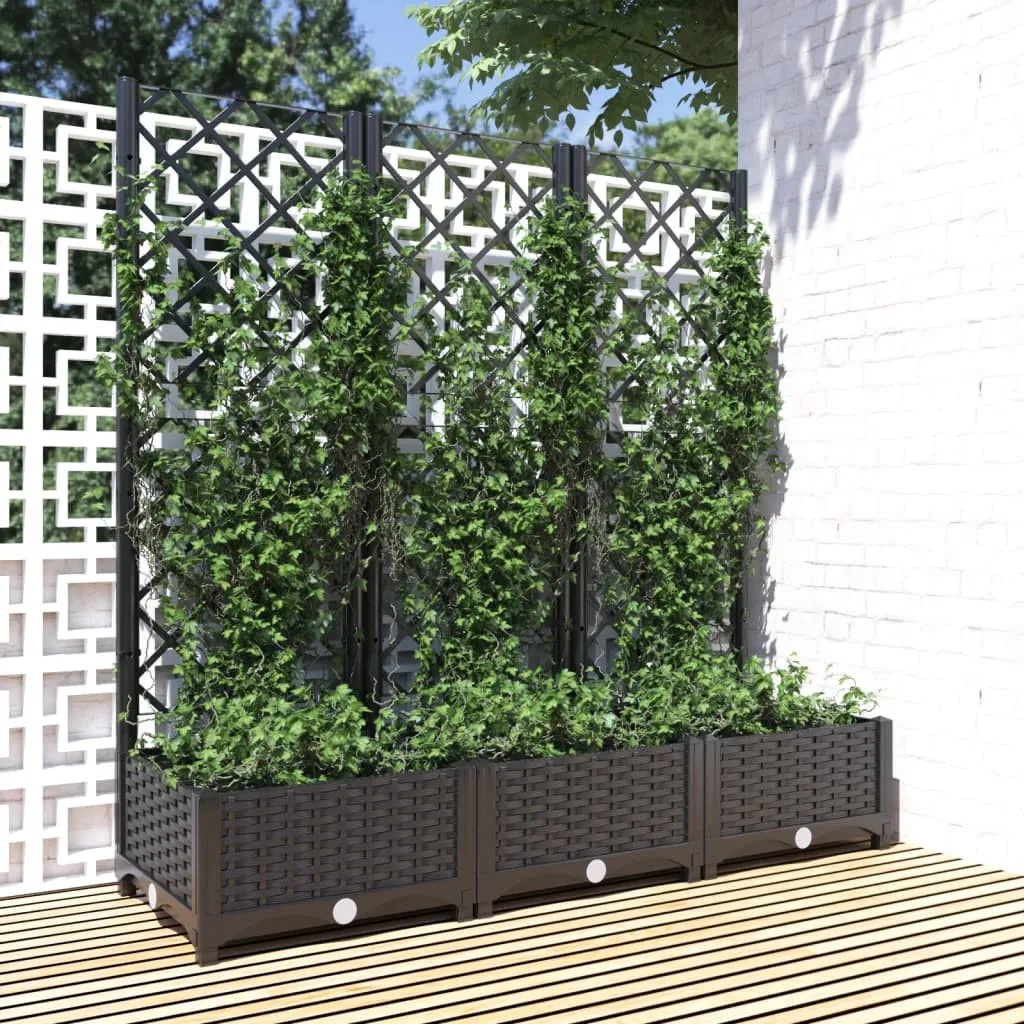 vidaXL Hagepotte med espalier svart 120x40x121,5 cm PP