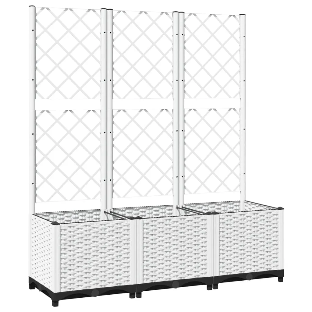 vidaXL Plantekasse med espalier hvit 120x40x136 cm PP