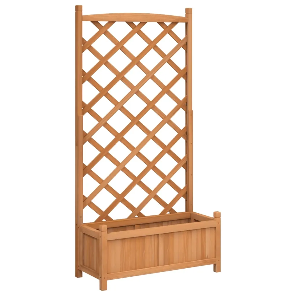 vidaXL Plantekasse med espalier brun heltre gran