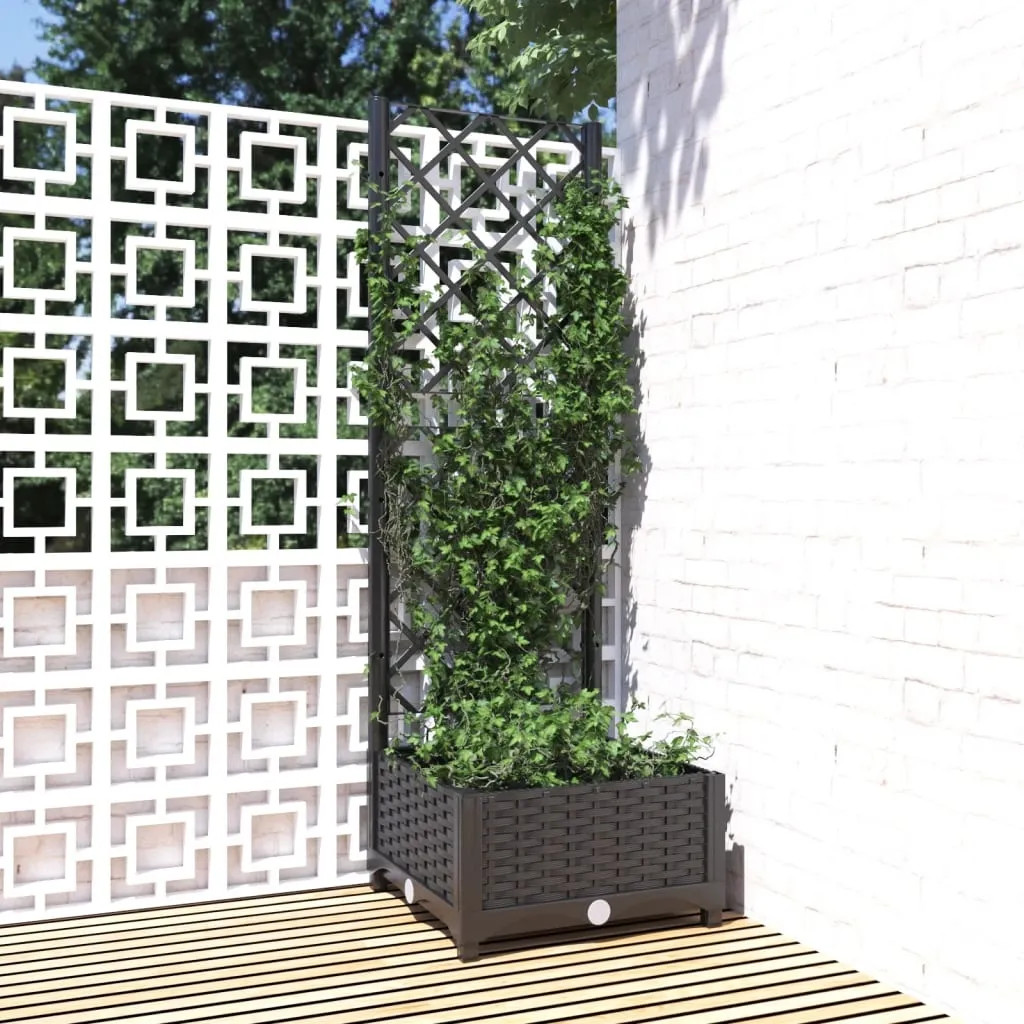 vidaXL Hagepotte med espalier svart 40x40x121,5 cm PP