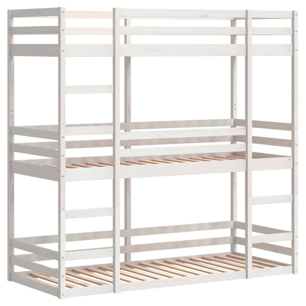 vidaXL Trippel køyeseng hvit 75x190 cm heltre furu