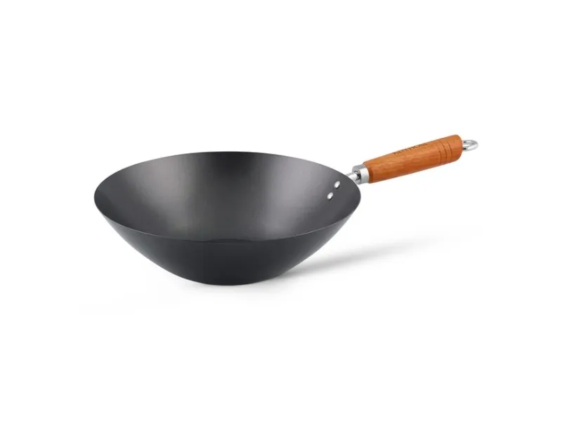 Ken Hom KH331001, Rund, Wok-/stekepanne, Sort, Kull stål, Keramisk, Gass, Halogen, Tre
