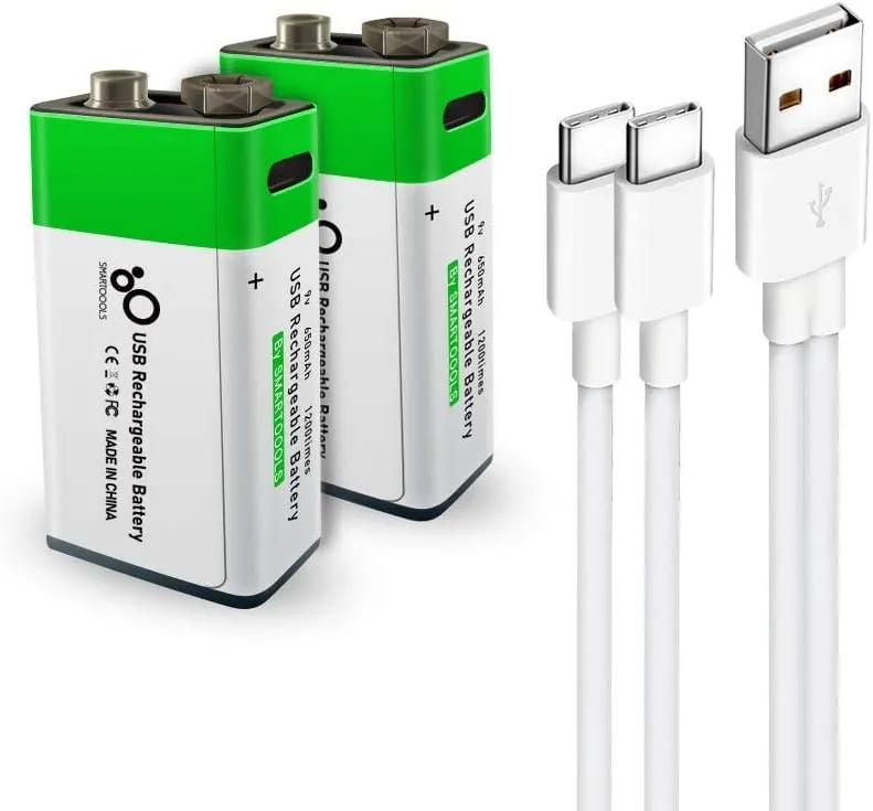 NÖRDIC USB-C Oppladbare Batterier 2-pakning 9V/6LR61