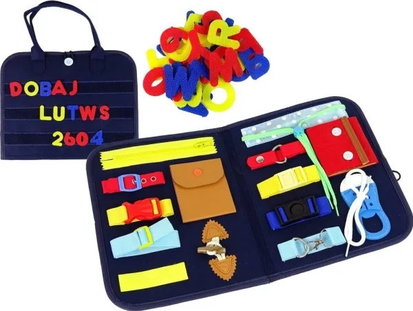 LeanToys koffert med sanse-/manipulasjonstavle for baby (15195)
