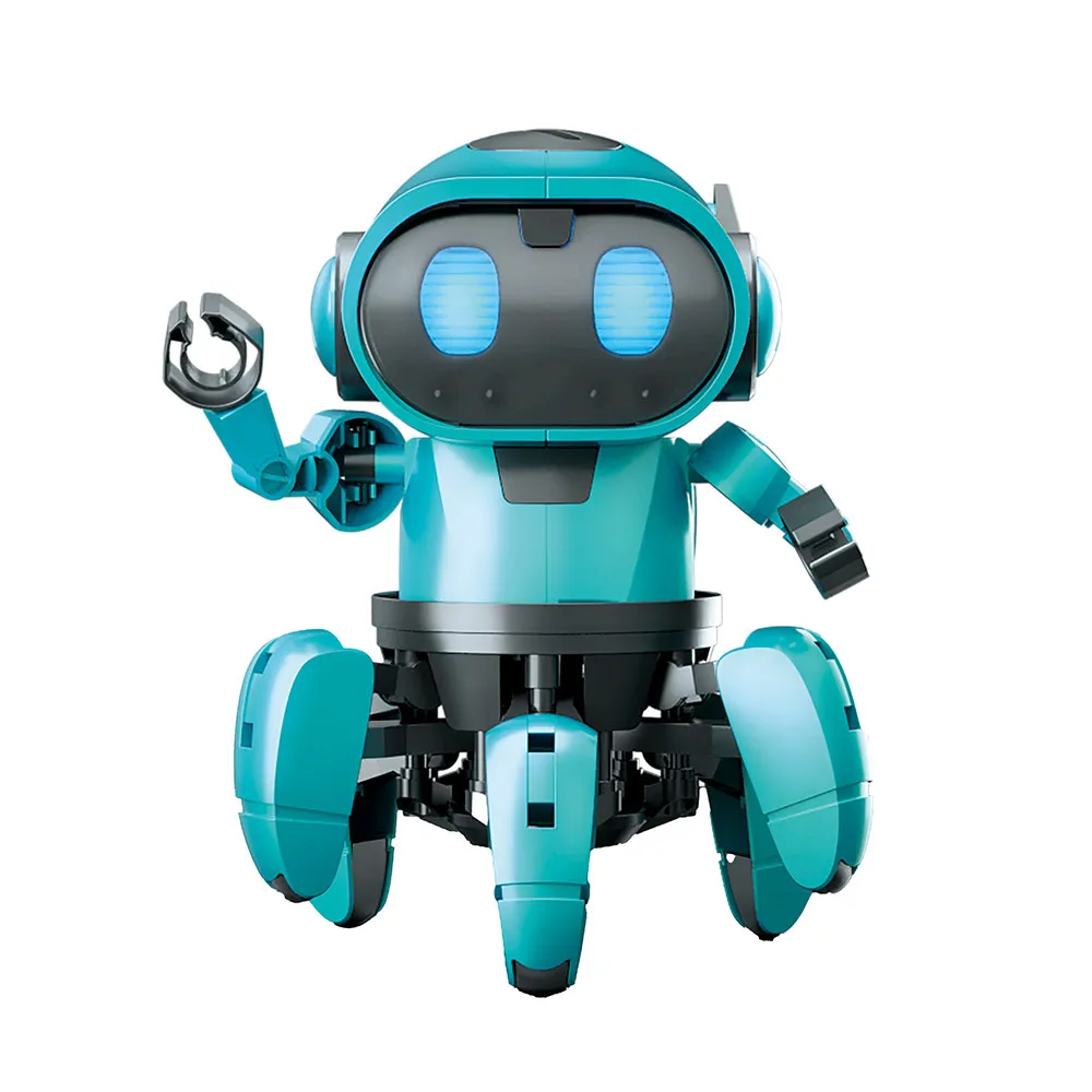 Tobbie The Robot - Blå - Interaktiv byggerobot med IR-sensor og RGB-øjne