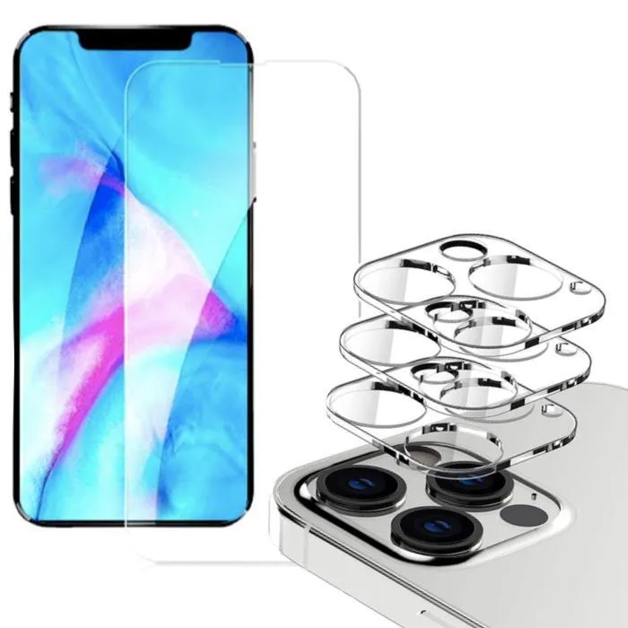 Iphone 13 [4-PACK] 2 X Linsebeskyttelse + 2 X herdet glass