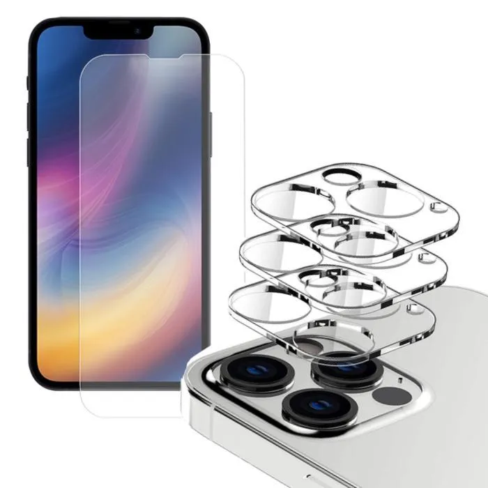 Iphone 13 [4-PACK] 2 X Linsebeskyttelse + 2 X herdet glass