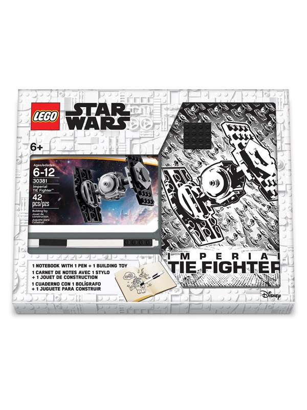 LEGO Star Wars Notebook with 4×4 Black Brick 1 pen and 30381 Imperial Tie Fighter